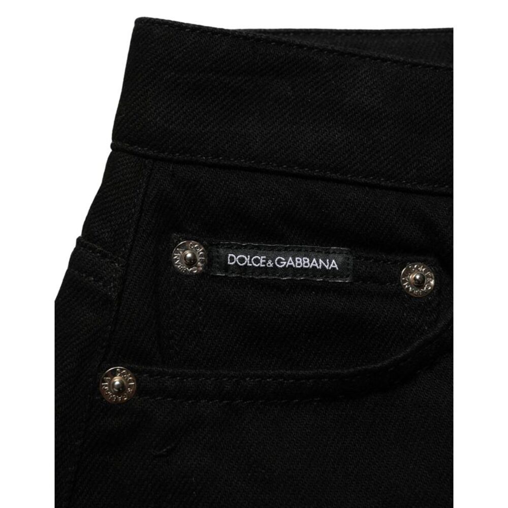 Dolce & Gabbana Dark Gray Cotton Mid Rise Denim Hot Pants Women's Shorts